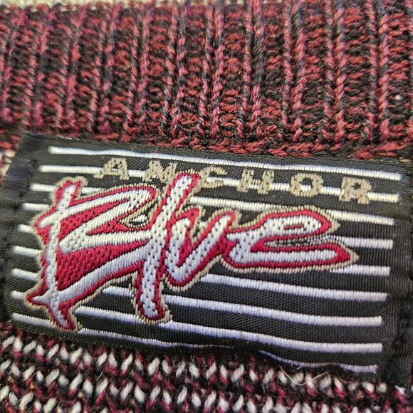 Anchor Blue Maroon Fair Isle Knit Sweater Size M Men's Winter Nordic Grandpacore - Picture 4 of 9